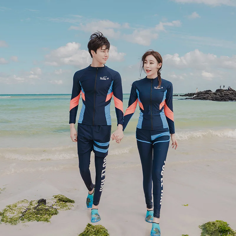 

COUPLE'S Swimsuit Set Split Type Three Five-Piece Long Sleeve Sun Protection Clothing Diving Surfing Conservative Large Size Sam