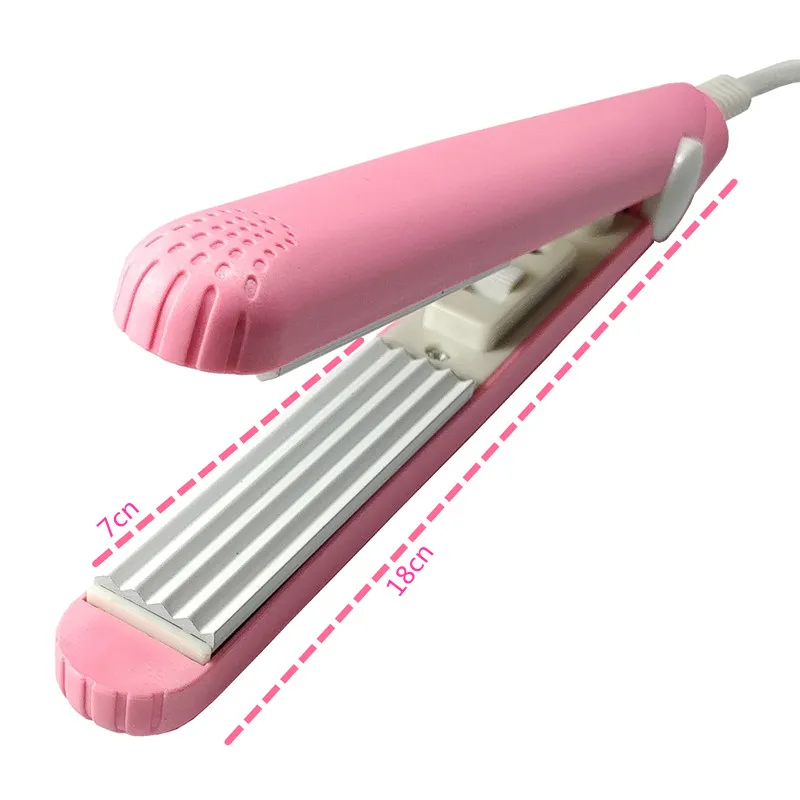 High Quality Mini Hair straightener Iron Pink Ceramic Straightening Corrugated Curling Iron Styling Tools Hair Curler EU Plug 5