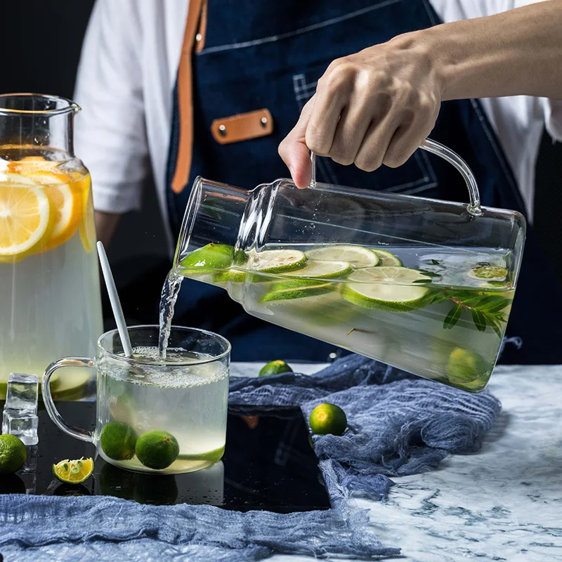 1.3л стеклянный кувшин для воды с крышкой чашки кувшин для горячей/холодной воды чай и сок напиток термостойкий QP2