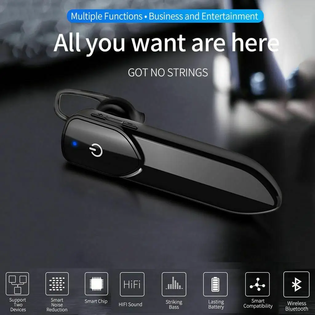 Noise Cancellation Wireless Bluetooth Earpiece Earphone Driving Earbud Handsfree for Android iPhone Samsung Galaxy Xiaomi LG