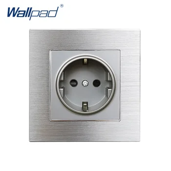 

EU 2 Pin German Socket Wallpad Grey Aluminum Alloy Panel Electric Wall Power Socket Electrical Outlets For Home Schuko