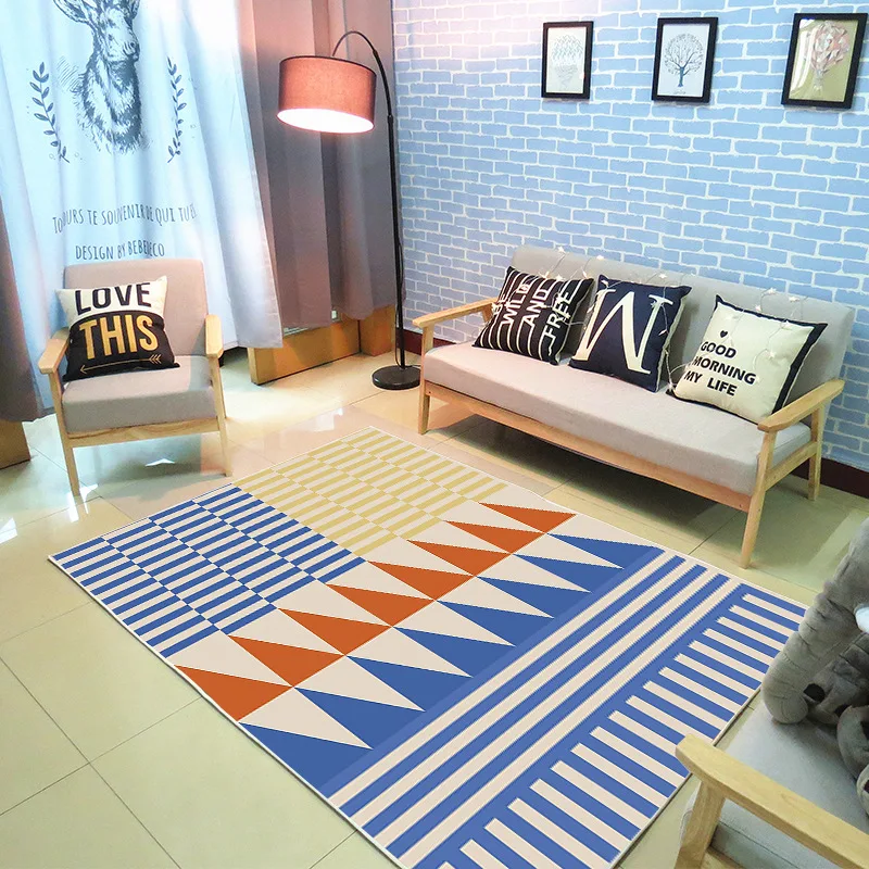 

Simple Nordic Geometric Style Carpet Bedroom Bedside Children Play Area Rug Living Room Decorative mat Anti-Slip Hallway Doormat