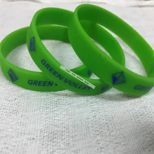 Пользовательские зеленые браслеты текстовый логотип дизайн печать дешевый подарок для рекламы браслет из силиконового каучука браслет