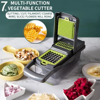 

Vegetable Fruit Slicer Grater Cutter Peeler Multifunctional Grater Drain Basket Kitchen Chopper Slicer With Large Container