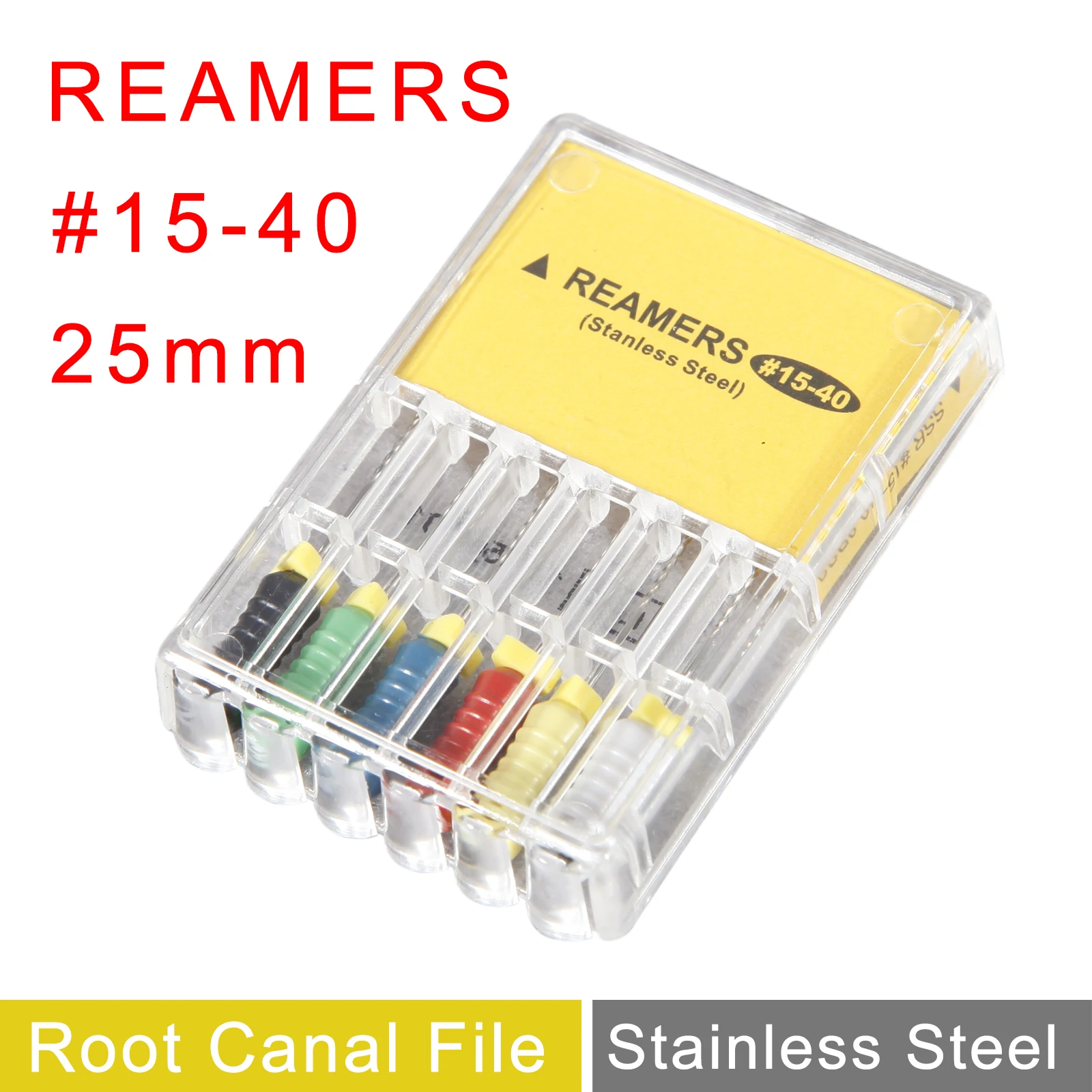 

1box/5box/10box Dental NITI Stainless Steel Material Root Canal Endodontics Reamers 15-40# 25mm for Hand Use Files Free Shipping