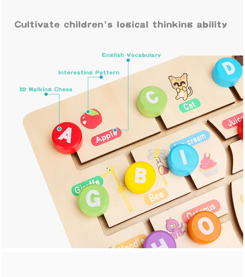 Деревянная головоломка с цифровыми буквами, прогулочная позиция, Когнитивная ручная доска с царапинами, игрушка для раннего развития