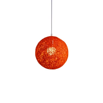 

Botique-Bamboo, Rattan And Hemp Ball Chandelier Individual Creativity Spherical Rattan Nest Lampshade