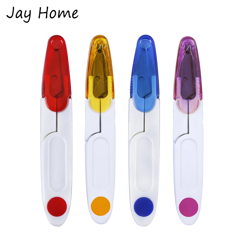 

1Pc Portable U Shape Scissors Embroidery Cross-Stitch Thread Cutter Sewing Scissors with Safety Cover DIY Craft Sewing Tools