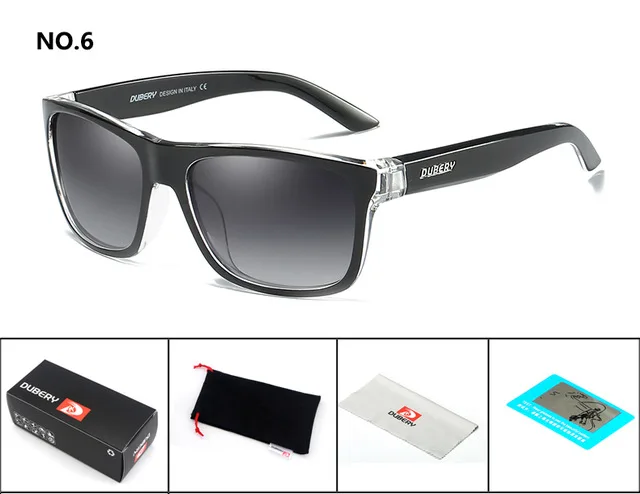 DUBERY фирменный дизайн поляризованные солнцезащитные hd-очки мужские водительские оттенки мужские ретро солнцезащитные очки для мужчин летние зеркальные квадратные очки 182 - Цвет линз: 6