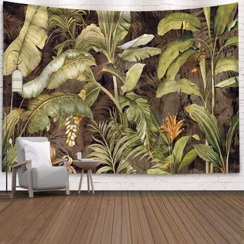 

Tropical Leaves Flowers Tapestry Palm Tree wall Hanging Tropical Leaves Flowers Pattern Tapestrieslarge background ceiling wall