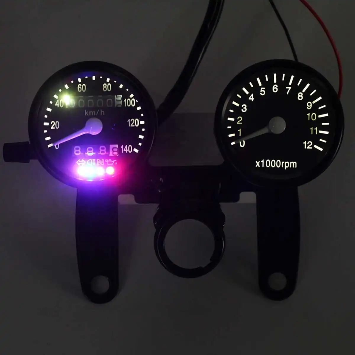 12V мотоциклов двойного датчика 13000 RPM тахометр км/ч спидометр одометр спидометр измерительные приборы с светодиодный Подсветка сигнальных огней