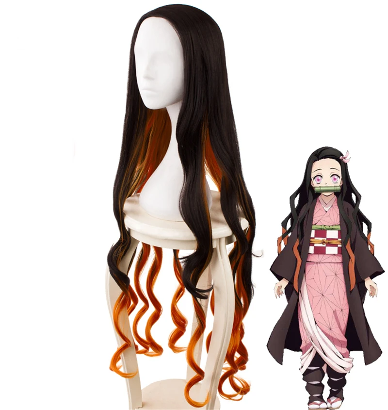 Креативный аниме Demon Slayer: Kimetsu no Yaiba синтетические волосы Kamado Nezuko длинный парик для