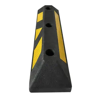 

Rubber Curb Black Heavy Duty Parking Block Parking Target With Yellow Refective Stripe Wheel Stop Stopper For Car Truck Trailer