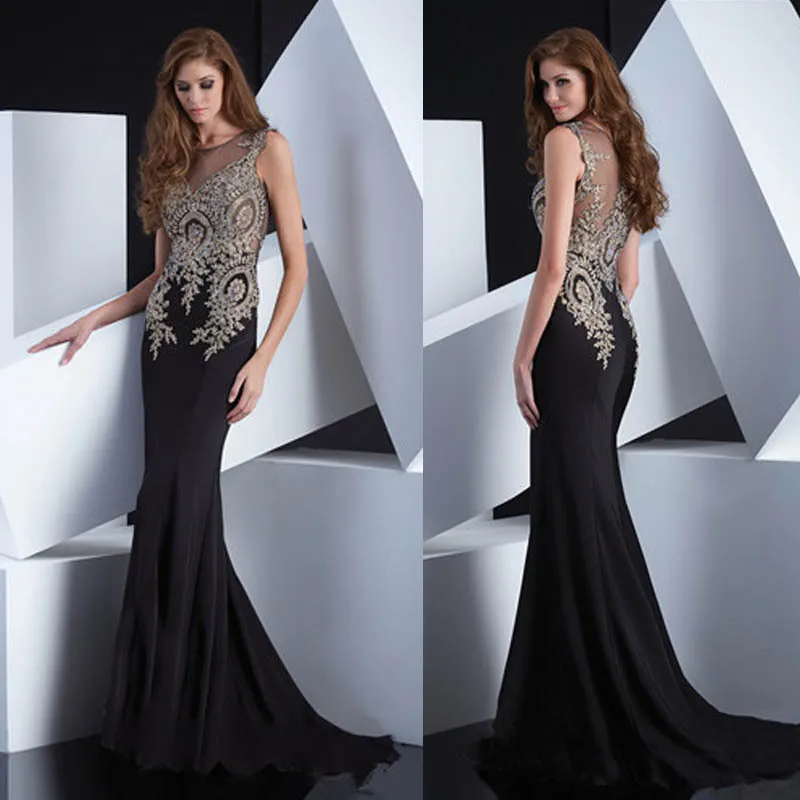 ^Cheap Elegant Vestidos Heavy Bead Chiffon See Through Zwarte Lange Formele Kant Mermaid Avondjurk Prom Gown 2018 Moeder Van De Bruid jurk ^Cheap Elegant Vestidos Heavy Bead Chiffon See Through Zwarte Lange Formele Kant Mermaid Avondjurk Prom Gown 2018 Moeder Van De Bruid jurk
