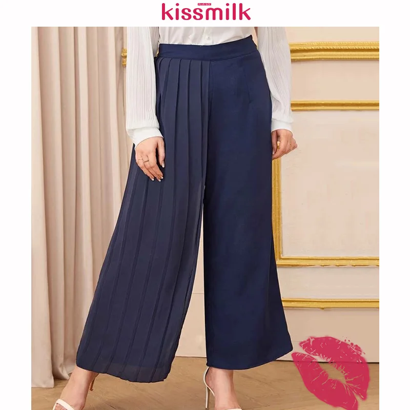 

Kiss Milk Cool Western Style Large Size Commuting Pleated High-waisted Slimming Non-symmetrical Loose Pants