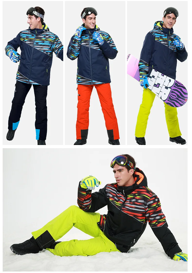 Лыжные костюмы для мужчин с капюшоном теплые флисовые мужские лыжные наборы куртки комбинезоны спортивные Сноубординг мужские комбинезоны одежда Зимние костюмы