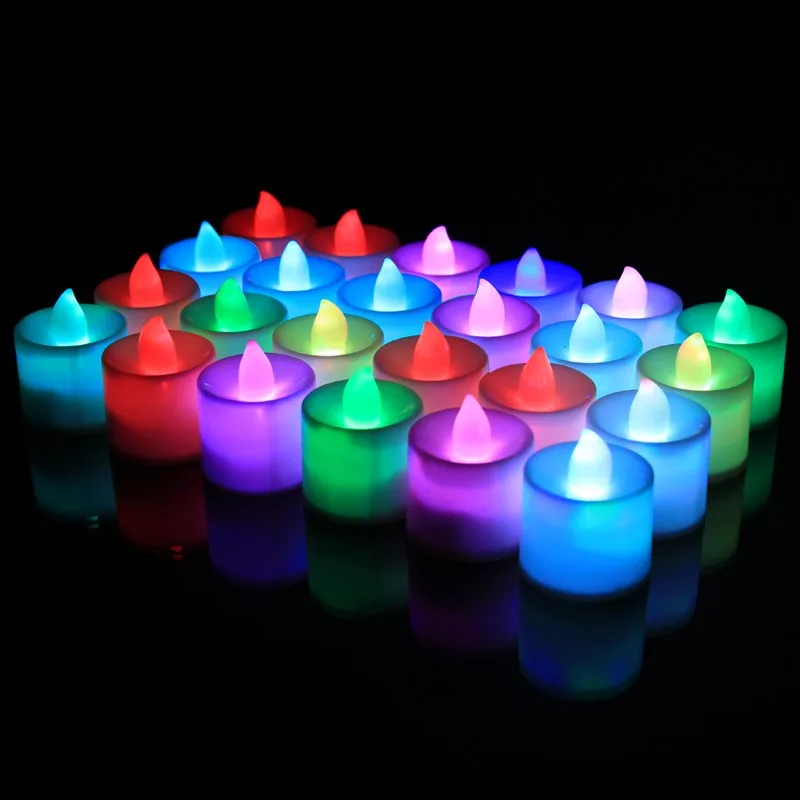 multicolor 24 шт./компл. беспламенные светодиодные свечи лампы Красочные предложить Свадебные свечи освещение украшение дома светодиодные фонари дистанционное управление - Цвет: multicolor