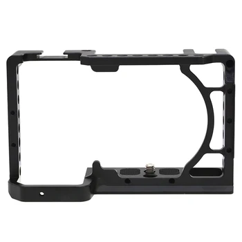 

HOT-Camera Cage for Sony A6600 with Cold Shoe Mount 1/4 Thread Holes for Microphone Flash Light DIY