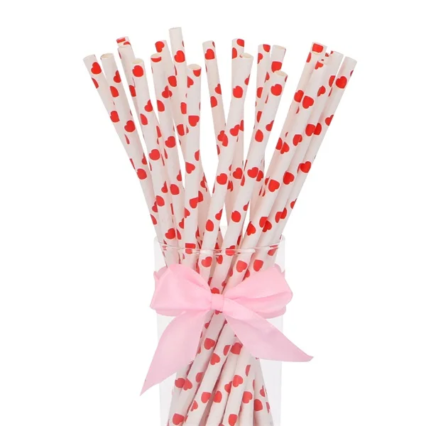 1 Набор, 125 шт/250 шт, цветные бумажные соломинки с ананасом, соломинки для питья, летний праздничный декор для напитков, декор для дня рождения - Цвет: Red heart