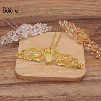 

BoYuTe (5 Pieces/Lot) 27*100MM Metal Alloy Flower Welding 12*71*1.2MM Iron Hair Fork Diy Hair Accessories Wholesale