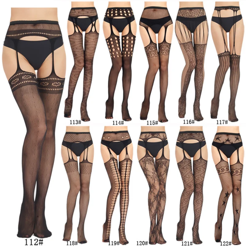 

Women's Sexy Lace Pantyhose Erotic Mesh Stockings Open C Hollow Pantyhose High Waist Fishnet Garter Net Stockings