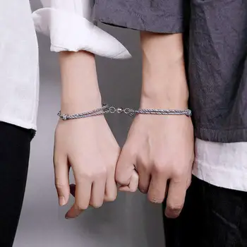 

Oath Bracelet The Pledge of Eternal Love Magnet Attracts Each Other Silver Couples Bracelet Men and Women