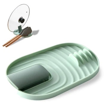 

Foldable Pot Lid Spoon Holder, Rest with Drip Pad,Eco-friendly Pot Lid Stand for Spoons Lids Spatula Tongs