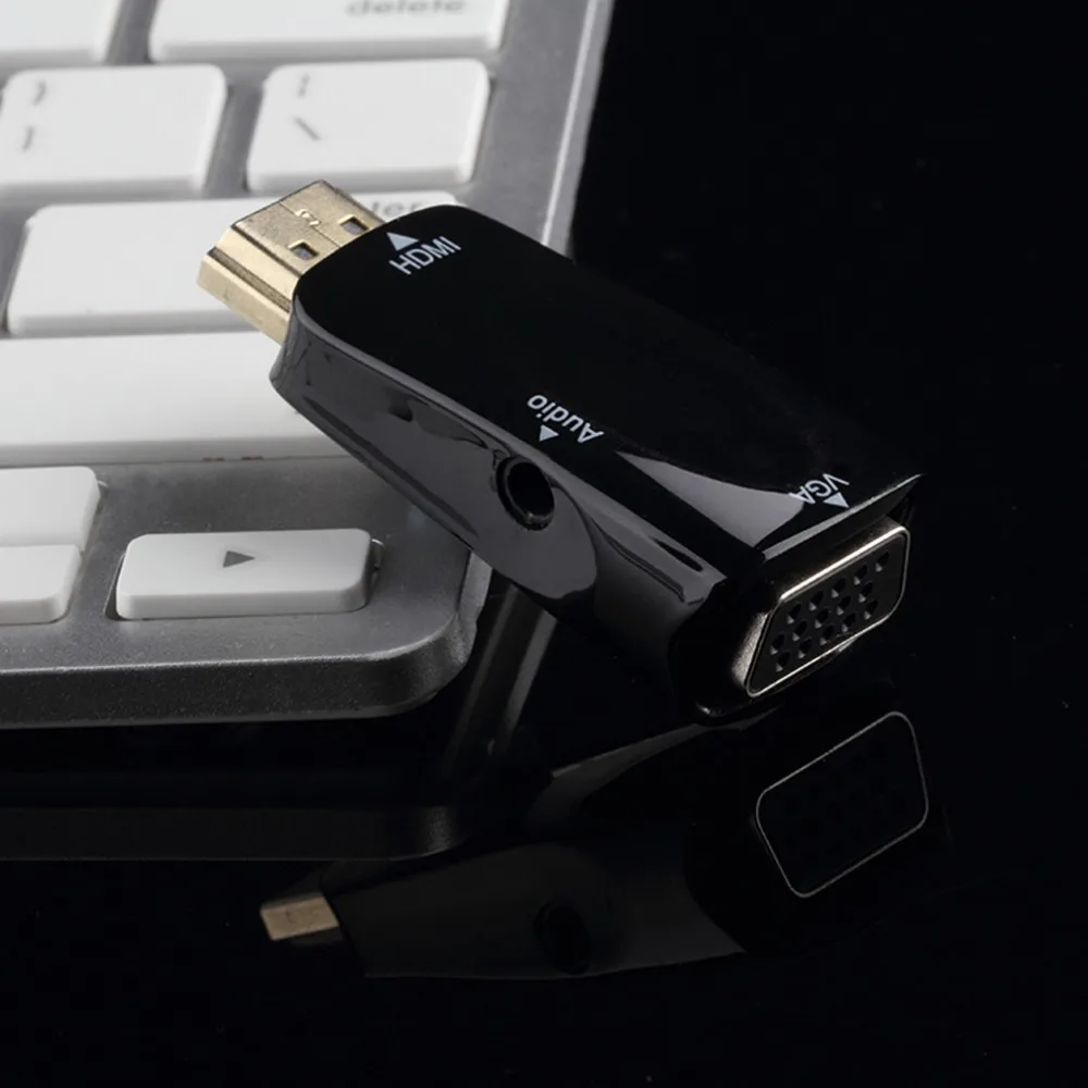 HDMI штекер вставной конвертер для VGA коробка адаптер с аудио кабель для ПК HDTV+ 3,5 мм аудиокабель AV для ПК