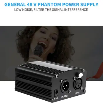 

48V Phantom Power Supply with Adapter AU US EU Plug for Condenser Mic Karaoke Microphone Accessories Kit