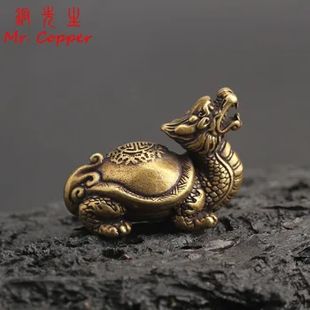 

Pure Copper Chinese Dragon Turtle Lucky Desk Ornaments Vintage Brass Auspicious Animal Miniature Figurine Decorations Home Decor
