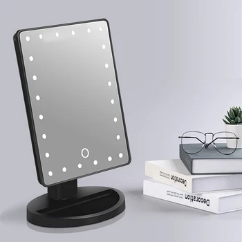 

24 LED Lights Makeup Mirror Stand Adjustable Tabletop Cosmetic Mirror Bathroom Toilet Travel Desktop Mirror Lamp Touch Screen