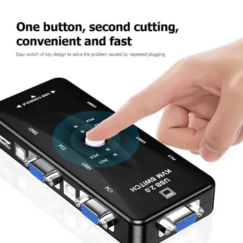 

4 Ports USB HDMI KVM Switch Box Environmental Protection and Durability 4 in 1 Out 4K 1080P VGA Switcher Splitter