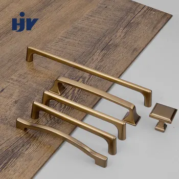 

Brass Furniture Handle Knobs Modern Drawer Pulls Gold Kitchen Cabinet Handle Wardrobe Door Handles Zine Alloy Furniture Handles