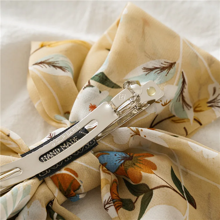Корейская мода женская шпилька шифон большой бант печати Весна клип шпилька для волос ручной работы ювелирные изделия на волосы заколки для волос для женщин
