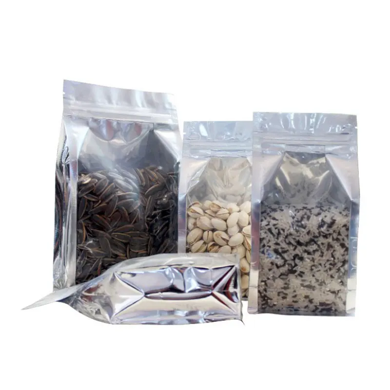 Прозрачный серебряный пакетик для чая из алюминиевой фольги с замком-молнией, упаковка, стоячий боковый пакет для упаковки сушеных цветов 50 шт./лот