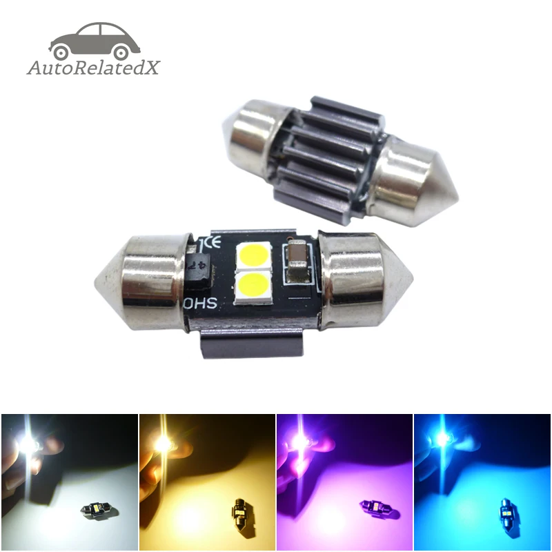 2pcs Festoon Car Led Bulb Lights 28mm 29mm C5w 1.10" For Car Interior