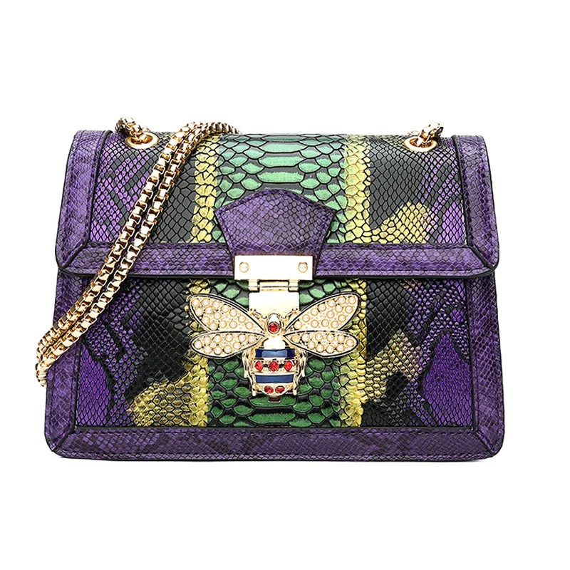 

Korean-style New Style Small Bee Snakeskin WOMEN'S Bag Women's Crossbody Bag Outdoor Leisure Bag Trend Locomotive Bag