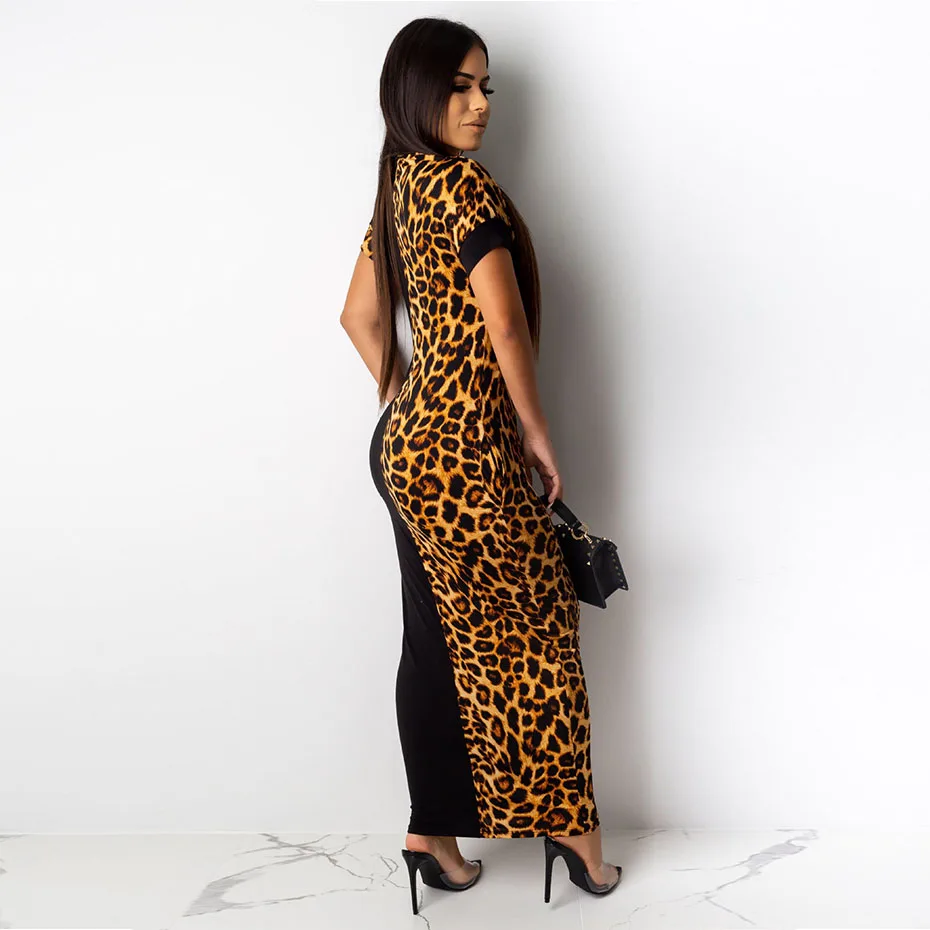 ZOOEFFBB размера плюс, леопардовое платье, женская осенняя одежда, Vestidos, элегантное платье выше размера d, уличная одежда, гепард, длинные платья макси