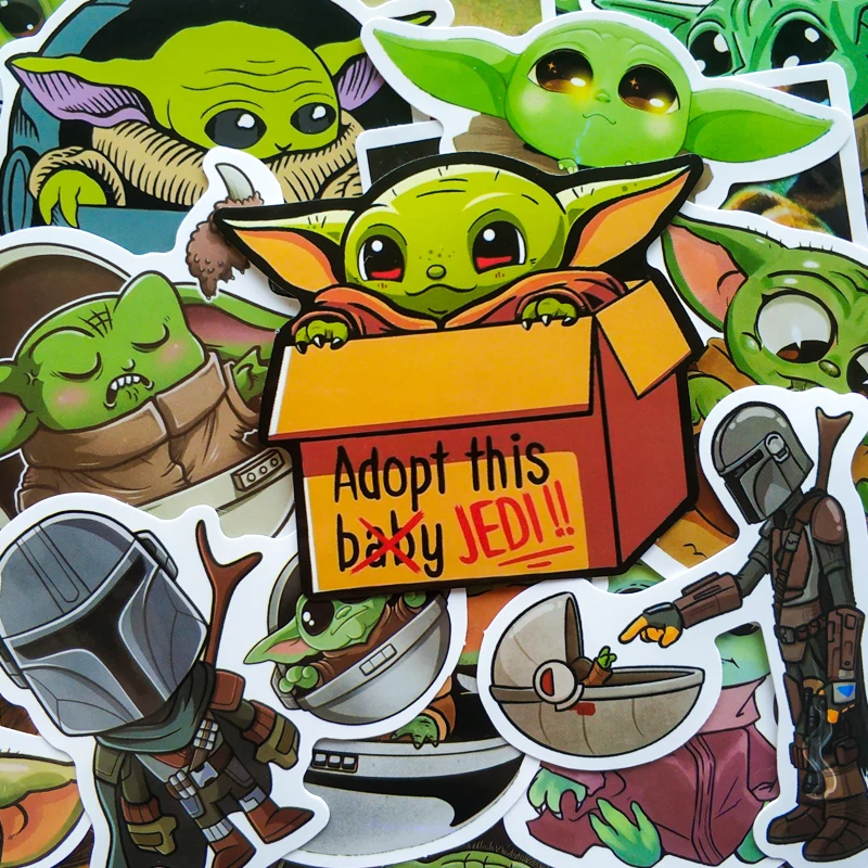 50PCS Baby Yoda Stickers Toy Star Wars Stickers The Mandalorian Stickers for Laptop Skateboard Home Decoration Car Scooter Decal