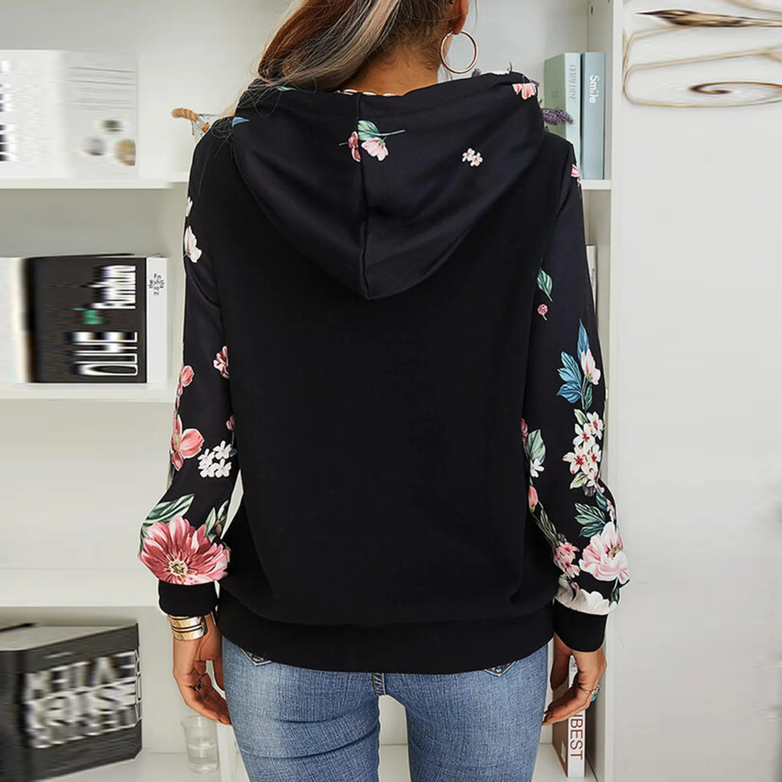 Hoodies Sweatshirt Women Sexy Color Bump Stripe Stitching Color Pocket Fall Winter Crop Workout Long Sleeve Cross Turtleneck Top 2
