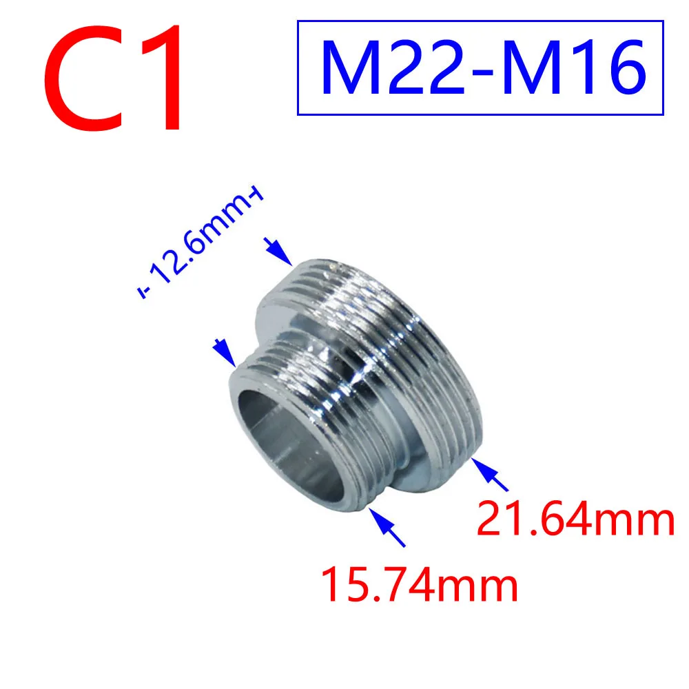 Silver 1/2 M20 M22 M24 Threaded Connector Brass M16 M17 M18 M19 M28 M32 Water Tap Connector For Faucet Adaptor 1pcs