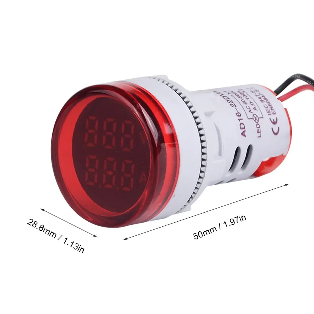 SINOTIMER ST16VA 22 мм круглый светодиодный индикатор, цифровой измеритель напряжения, измеритель тока, сигнальные огни, комбинированный измеритель, тестер 60-500 В 0-100A