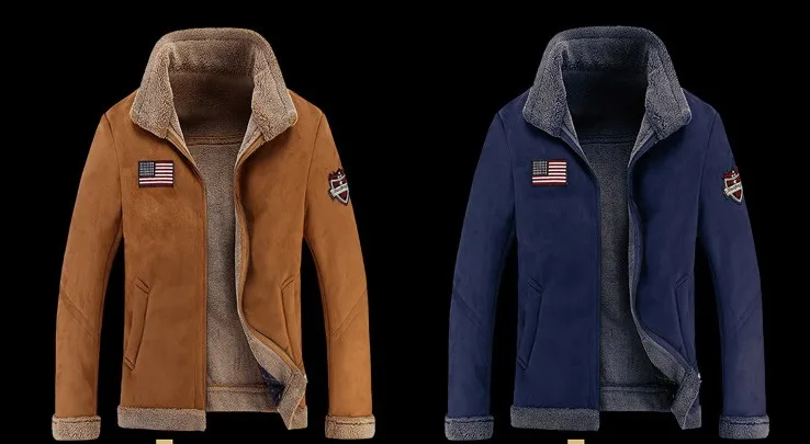 M-4XL кожаная куртка для мужчин теплая овечья шерсть подкладка модная повседневная Толстая зимняя мужская куртка пальто на молнии размера плюс A5125