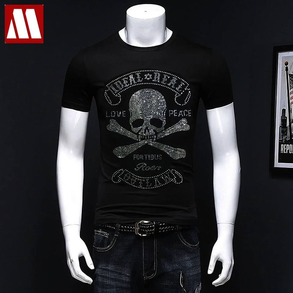 camiseta calavera brillantes hombre