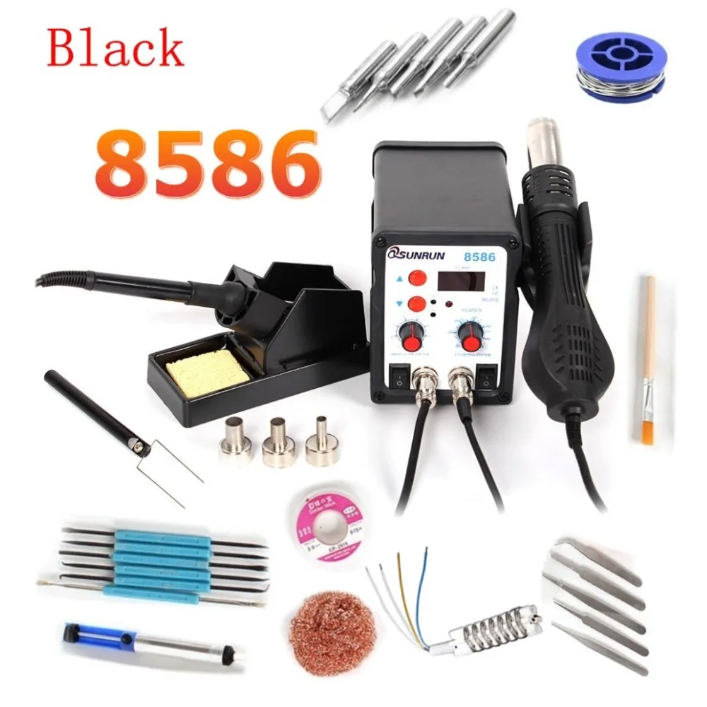 8586 паяльная станция SMD BGA паяльная воздуходувка Сварка тепловой пушкой паяльник инструмент для ремонта - Цвет: Black