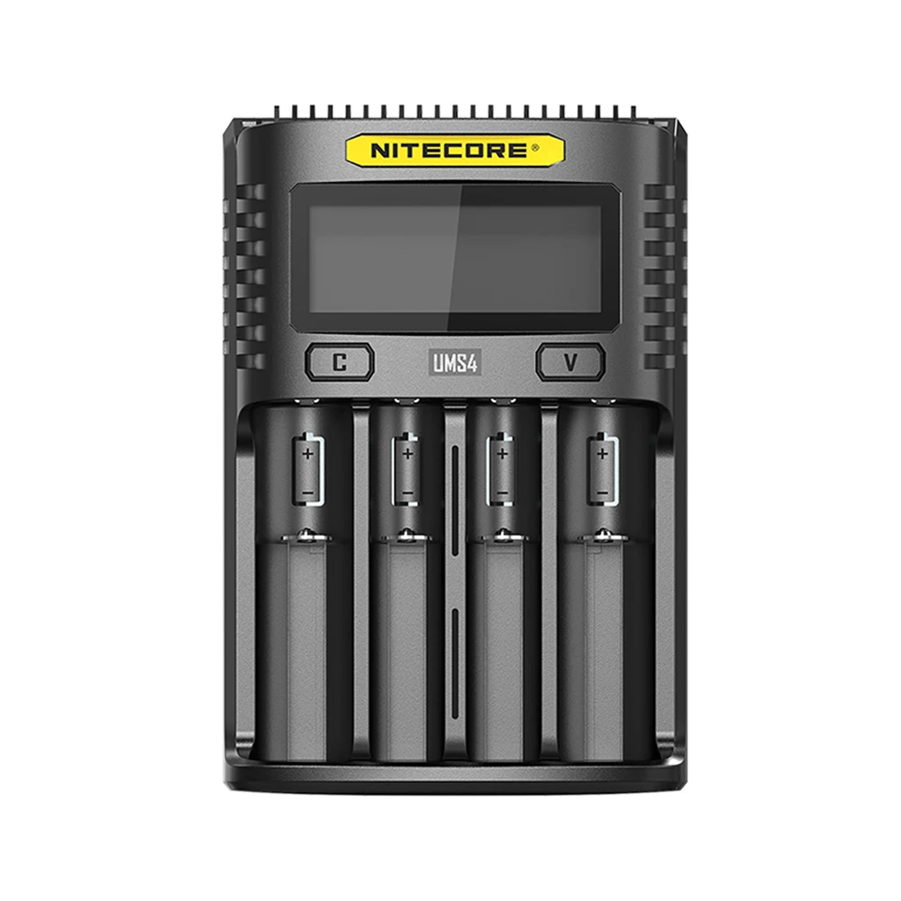 NITECORE UMS4 интеллектуальное USB четырехслотовое зарядное устройство oled-дисплей 3 режима зарядки литий-ионных и никель-металл-гидридных/никель-кадмиевых аккумуляторов Зарядное устройство