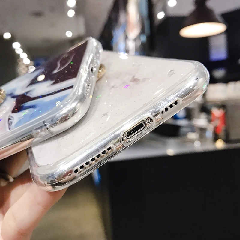 360 металлическое кольцо на палец+ Чехол Из Мраморной фольги для Iphone 11 Pro XS MAX X 8 7 6, роскошная блестящая фольга из мягкого ТПУ с камнями, 6 шт