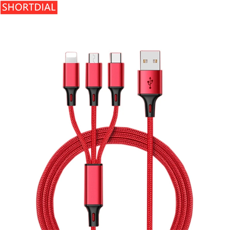 

100 pcs Mobile phone data cable three-in-one data cable for Android Type-C Apple charging custom line universal charging cable