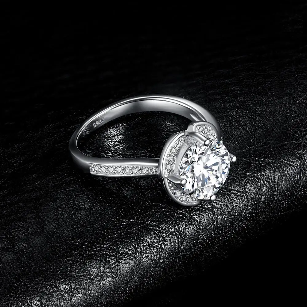 JewelryPalace цветок ветряная мельница 2.9ct фианит обещание Halo обручение кольцо 925 пробы серебро ювелирные украшения кольца для женщин