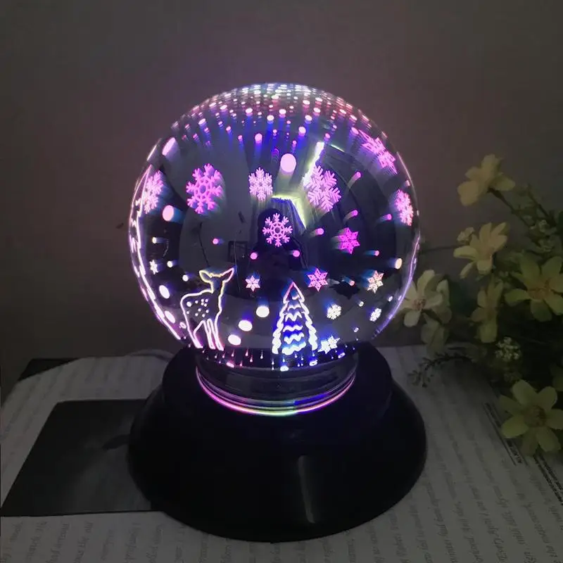 Модная 3D красочная Волшебная стеклянная крышка, лампа с USB, Автоматическое вращение, светодиодный, метеор, красочный ночной светильник, светильник для спальни